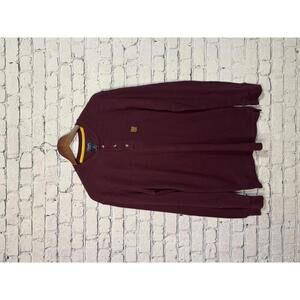 Chaps Men's Long Sleeve Waffle Knit Shirt Burgundy Medium